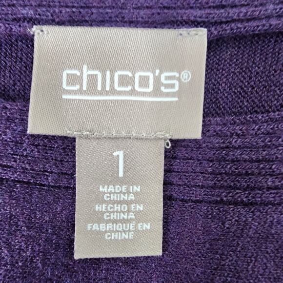 Chico's Sweater Women Sz 1 Medium Touch of Cashmere Boat Neck 3/4 Sleeve Purple - Picture 6 of 9